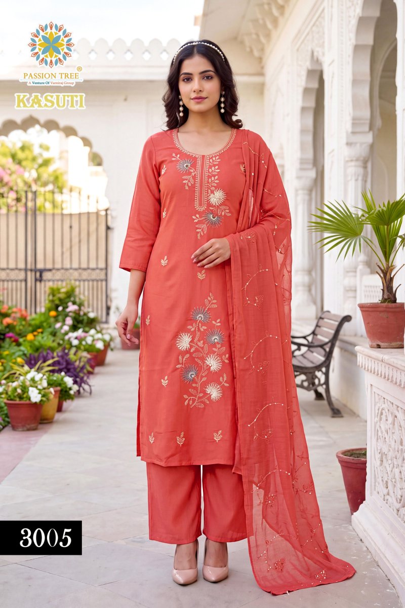 Kasuti Vol 3 By Passion Tree Mal Chanderi Kurti With Bottom Dupatta